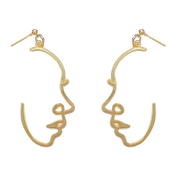 4 for $20 Chic Abstract Face Earrings (Gold) - Picture 3 of 4